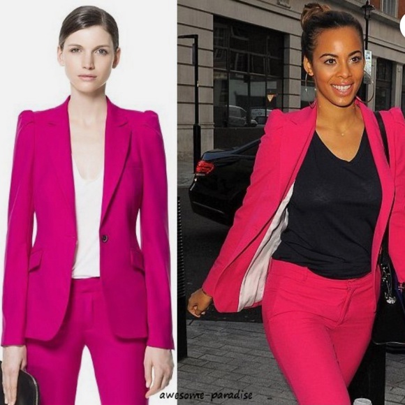 Zara Woman Puffed Sleeves Bright Fuchsia Blazer - Picture 3 of 15